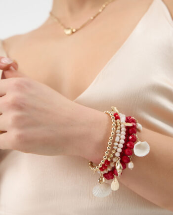 4-PACK CHUNKY BEADED CHARM BRACELETS