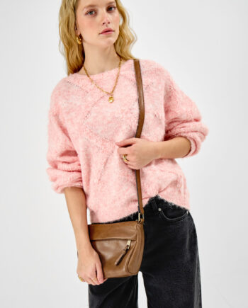 ZIP FRONT CROSSBODY BAG