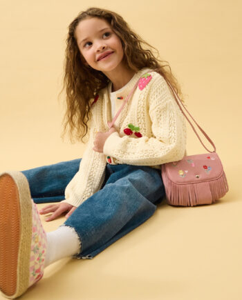 GIRLS FLORAL EMBROIDERED FRINGE CROSSBODY BAG