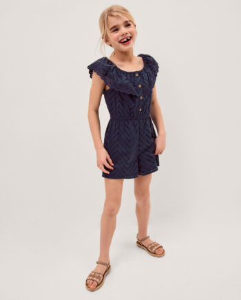 Frilly Broderie Playsuit Blue