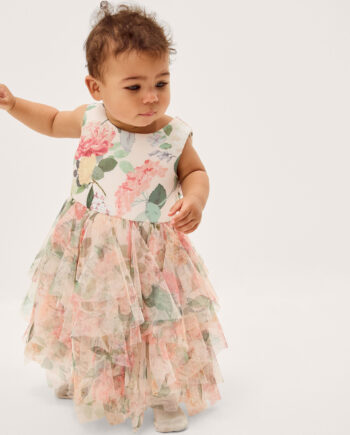 Baby Agnes Floral Print Ruffle Tier Dress Multi