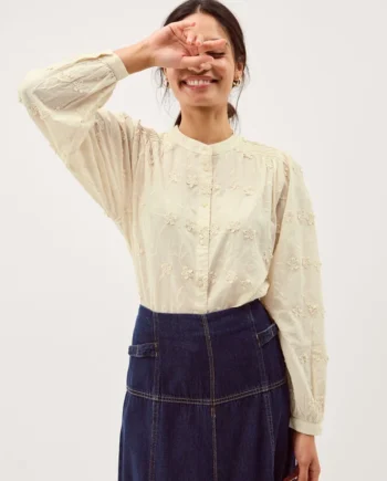 Mel Floral Embroidered Blouse Ivory