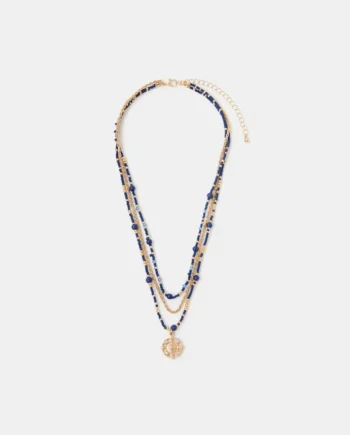 Layered Beaded Pendant Necklace