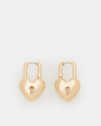 Heart Padlock Huggie Hoop Earrings