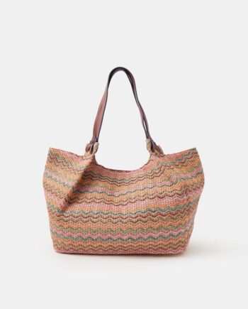 Stripe Raffia Tote Bag