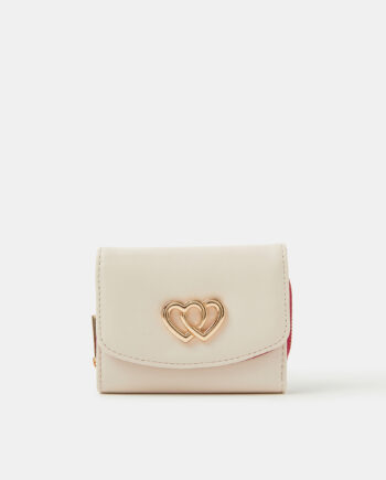 DOUBLE HEART FAUX LEATHER PURSE