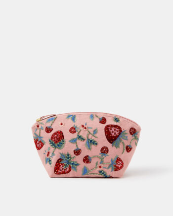 EMBELLISHED STRAWBERRY MAKE UP BAG