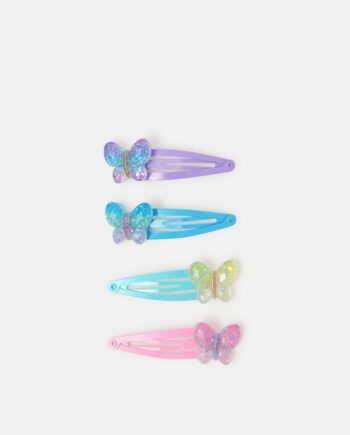 4-PACK GIRLS SPARKLE BUTTERFLY HAIR CLIPS