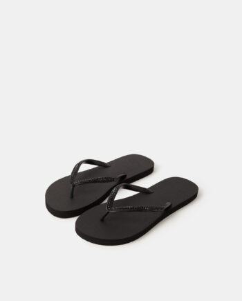 CRYSTAL EMBELLISHED FLIP FLOPS BLACK
