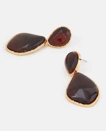 Double Resin Stone Drop Earrings