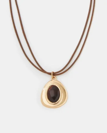 Resin Stone Pendant Cord Necklace