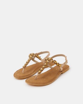 GEMSTONE LEATHER SANDALS GOLD