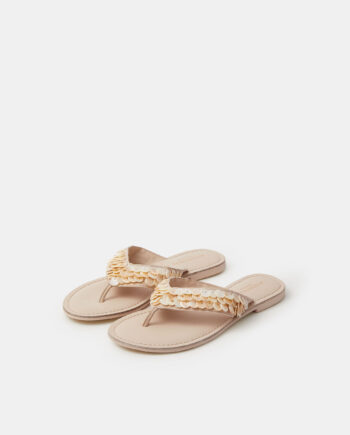 MOTHER OF PEARL EMBELLISHED FLIP FLOPS IVORY