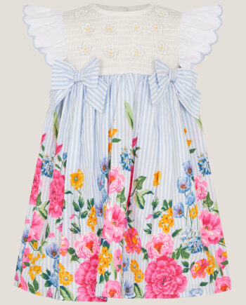 Baby Floral Print Cotton Dress Blue