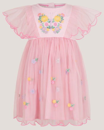 Baby Butterfly Tulle Jersey Dress Pink