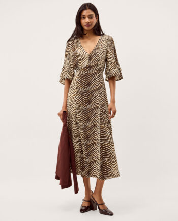 Pippa Animal Print Midi Dress Green