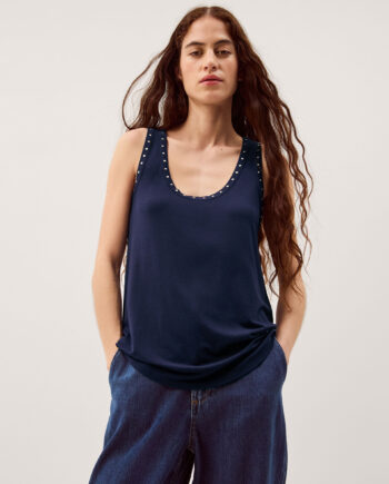 Sabia Stud Jersey Cami Top Blue