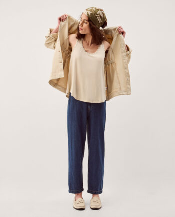 Sabia Stud Jersey Cami Top Natural