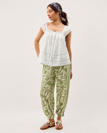 Olivia Lace Trim Top Ivory