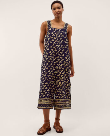 Clover Print Culotte Jumpsuit Blue
