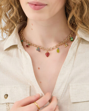 Diamanté Fruit Charm Necklace