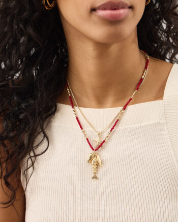 2-PACK SARDINE CHARM BEAD NECKLACES