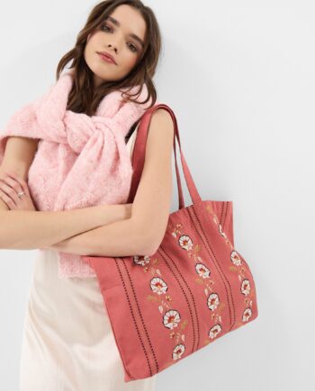 FLORAL EMBROIDERED SHOPPER BAG