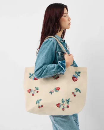 Strawberry Embellished Shopper Bag