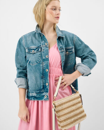 STRIPE RAFFIA CROSSBODY BAG