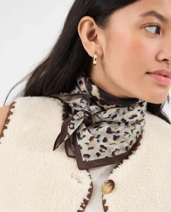 Animal Print Square Satin Scarf