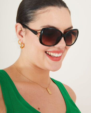 METAL DETAIL WRAP SUNGLASSES BROWN