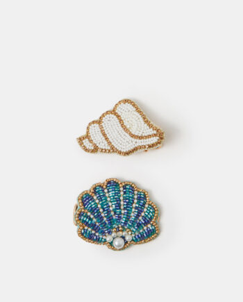 2-PACK BEADED SHELL HAIR CLIPS