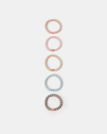 5-PACK CORD HAIR BANDS