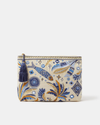 EMBROIDERED TROPICAL FISH POUCH