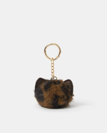 ANIMAL PRINT POM BAG CHARM
