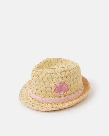 GIRLS SEASHELL STRAW TRILBY HAT NATURAL