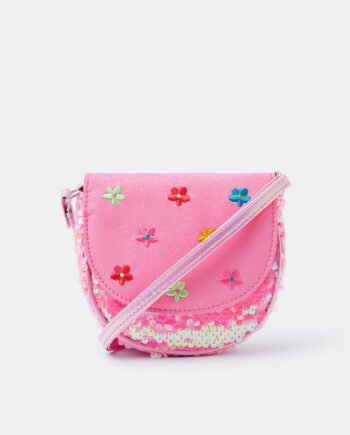 Girls Floral Embroidered Sequin Bag