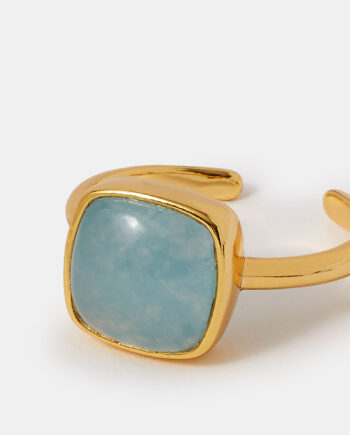 14CT GOLD-PLATED QUARTZ ADJUSTABLE RING