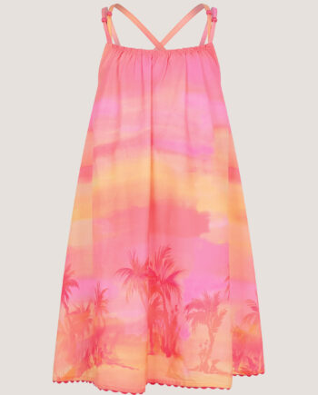 Palm Print Beach Dress Orange