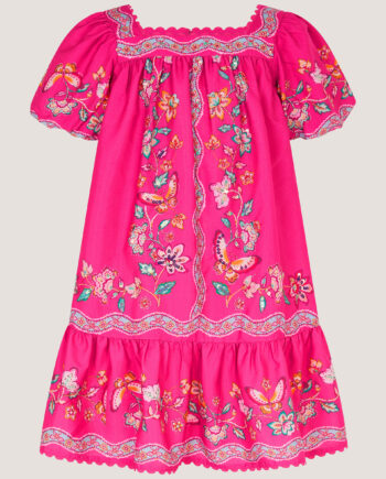 Ariella Sequin Print Scallop Trim Dress Pink