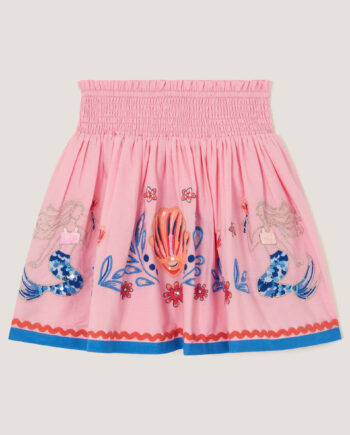 Mermaid & Shell Embellished Skirt Pink