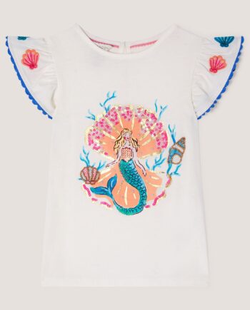 Mermaid Beaded T-Shirt Ivory