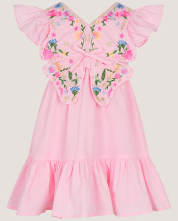 Baby Embroidered Butterfly Bodice Dress Pink