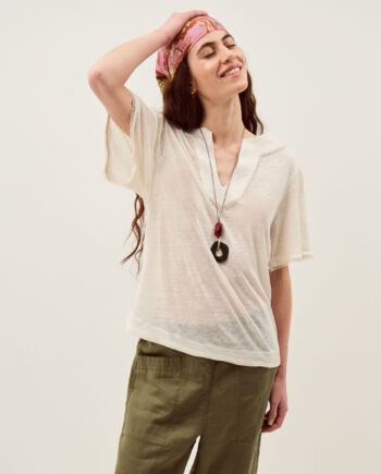 Logan Linen T-Shirt Ivory