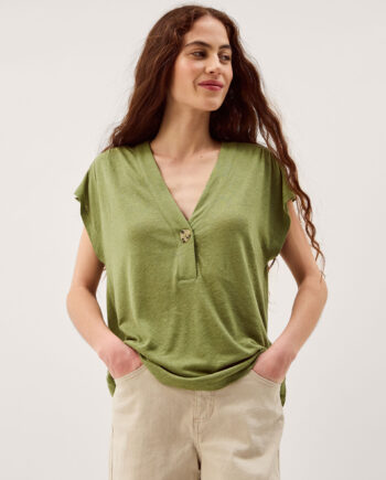 Lucy Linen Blend T-Shirt Green