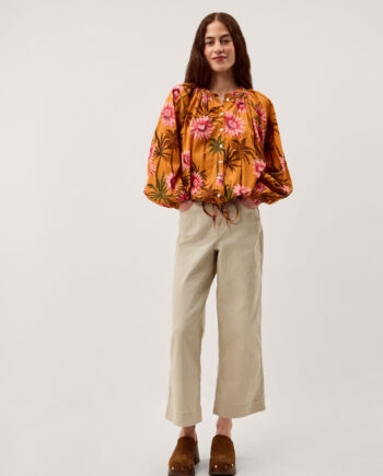 Hallie Regular Cropped Wide Leg Jeans Natural