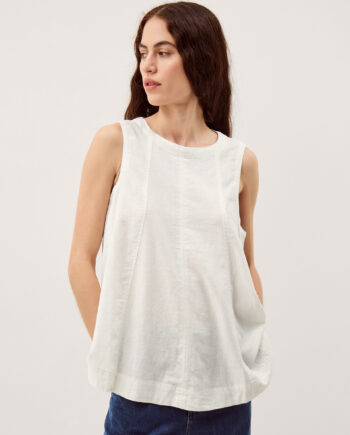 Sammy Swing Linen Blend Tank Top White