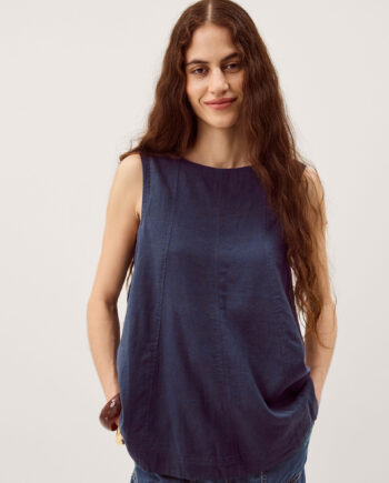 Sammy Swing Linen Blend Tank Top Blue