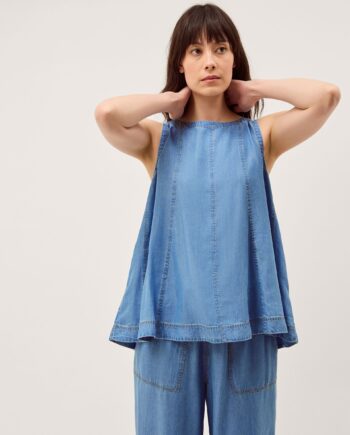 Daria Swing Chambray Tank Top Blue