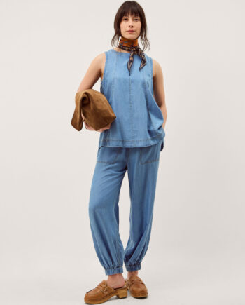 Daria Chambray Balloon Trousers Blue
